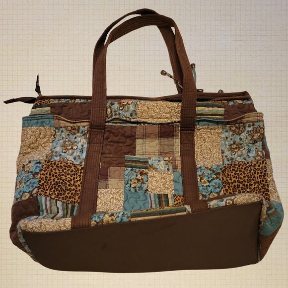 Quilted Donna Sharp Tote Bag Women's Large with Leopard Interior - Picture 1 of 7
